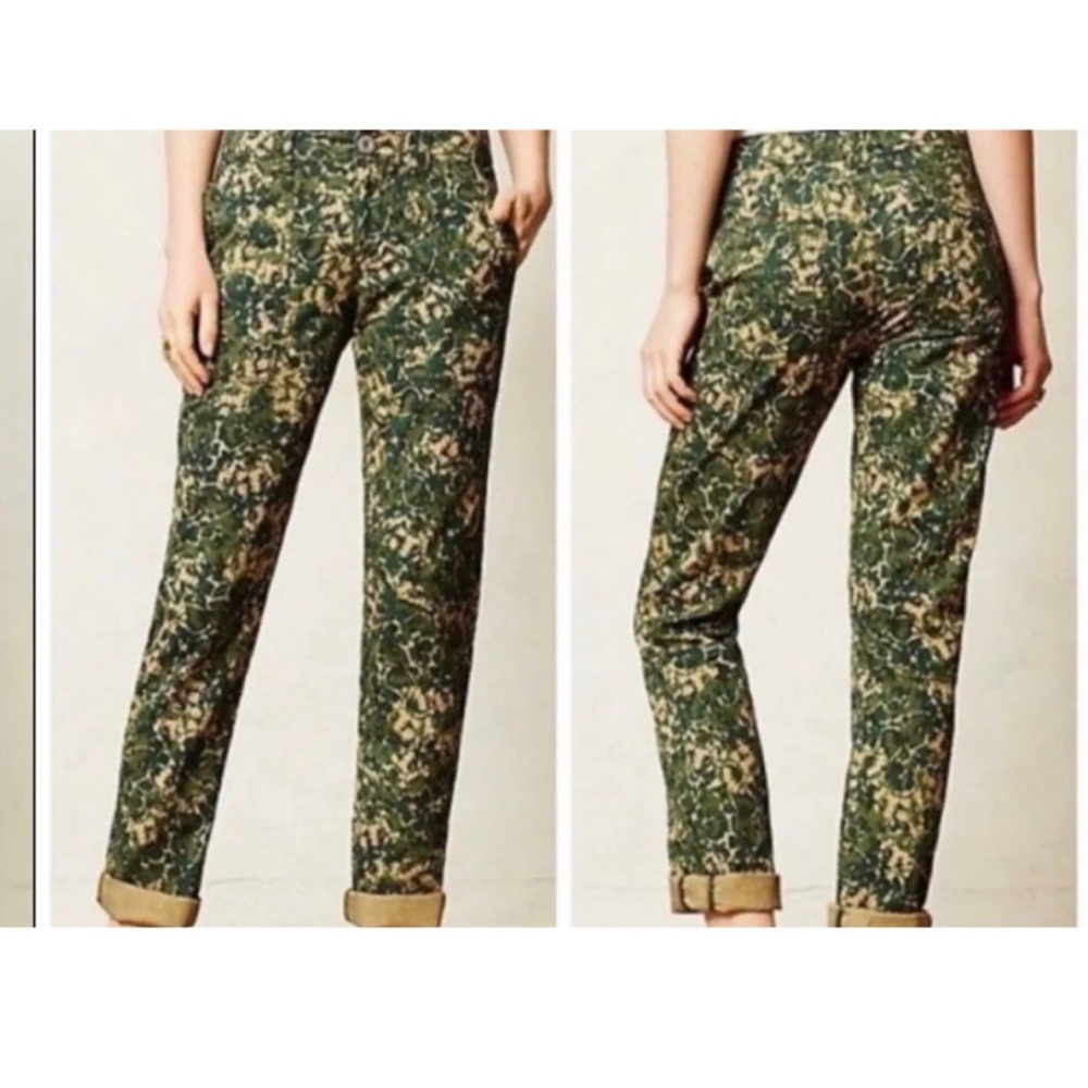 Hei Hei by Anthropologie Women’s Green Floral Cargo Pants
